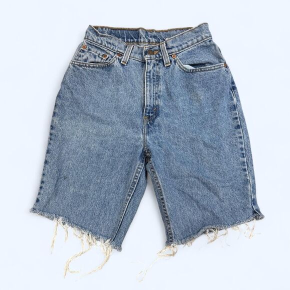 Vintage Levis 512 Cutoff Jean Shorts 5 Short High Rise USA Made Jorts Denim - Picture 1 of 6